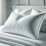 DALL·E 2024-07-16 20.27.17 - A luxurious pillow on a white bed. The pillow is king-sized, featuring a 1200 gsm 90 gsm polyester brushed microfiber shell with a down alternative si